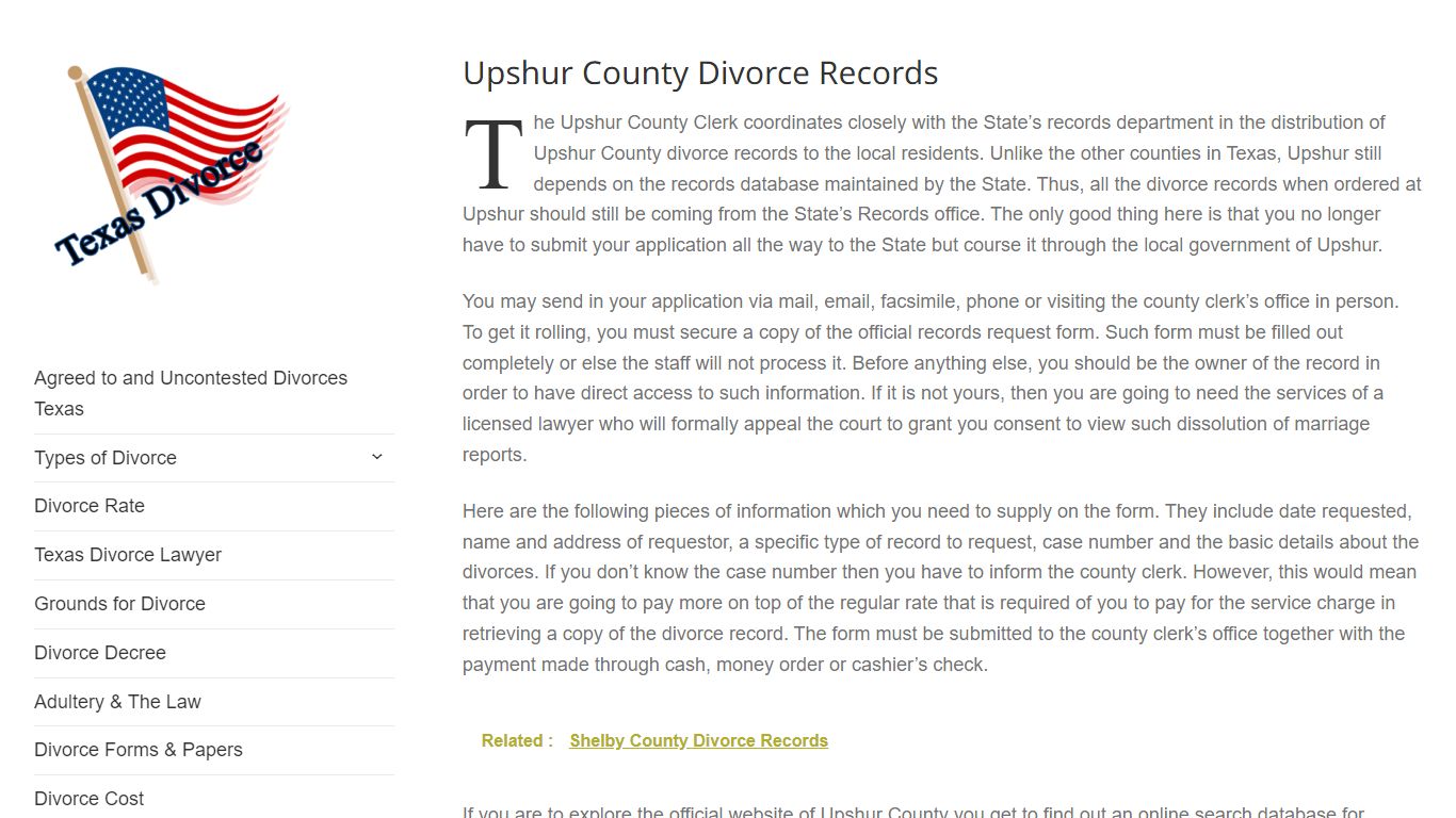 Upshur County Divorce Records – Divorce in Texas